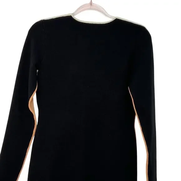 Diane Von Furstenberg Small Merino Wool Blend Sweater Dress Tan Black Colorblock - Picture 8 of 11